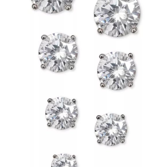 Giani Bernini Cubic Zirconia Stud 4 Pair Set - Picture 1 of 5